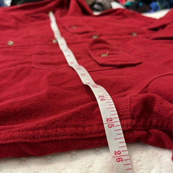 Eddie Bauer Cotton Flannel Button Down Shirt in Solid Red - Picture 9 of 12
